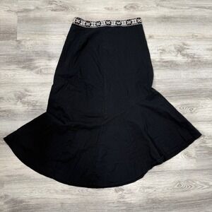 Anthropologie Skirt Maxi Black‎ Embroidered Trim Bohemian Women's Size 6